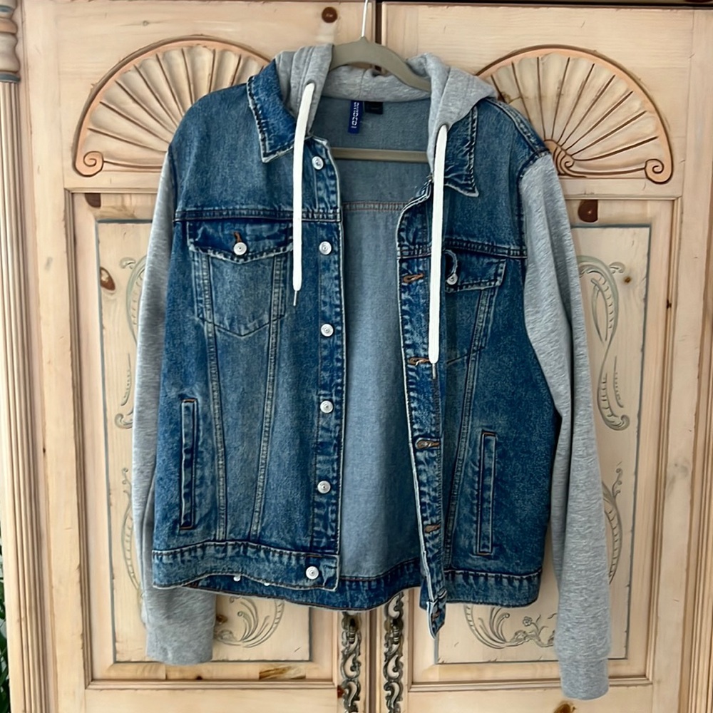 H&M Fleece Hooded Denim Jacket